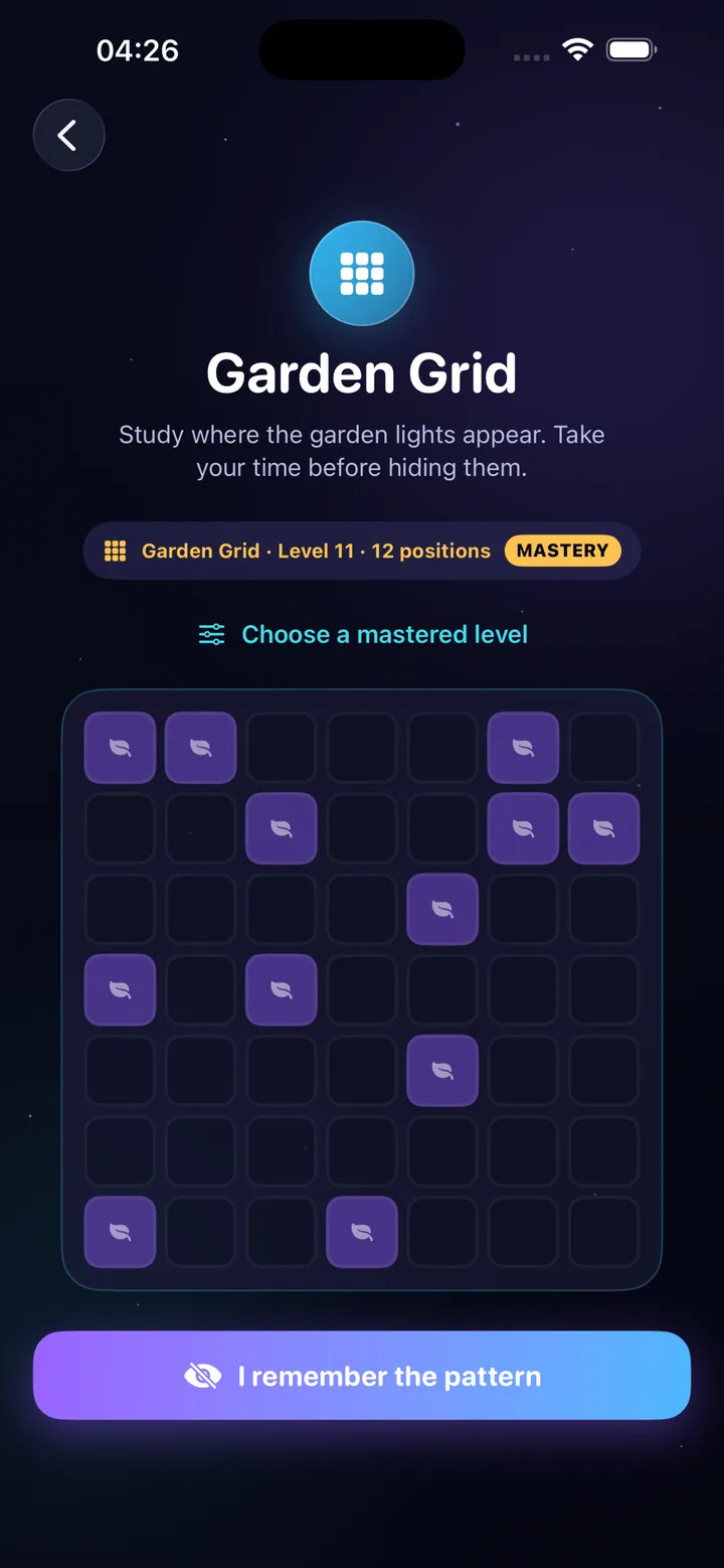 Nexa Recall Garden Grid memory puzzle